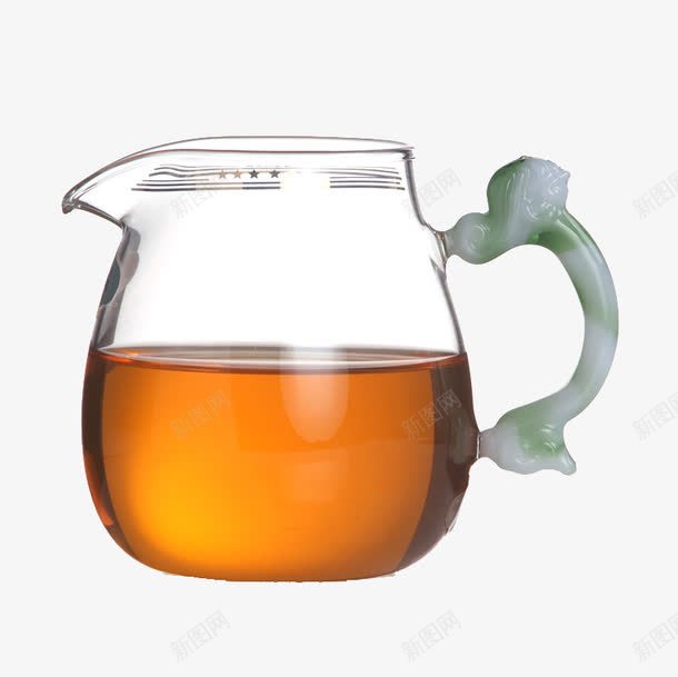 玻璃杯身玉色把手png免抠素材_新图网 https://ixintu.com 产品实物 公道杯 大容量 茶海