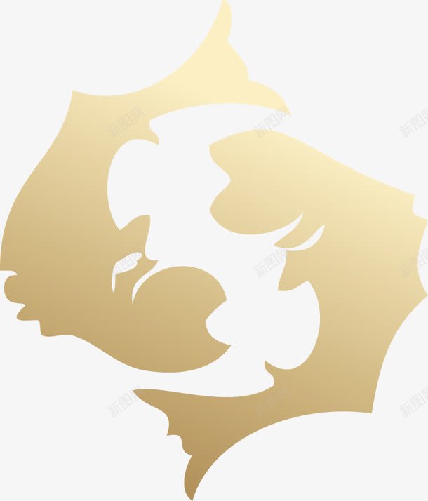 十二星座png免抠素材_新图网 https://ixintu.com 剪影 十二星座 十二星座图案 卡通 双鱼座 插画 星座 金色