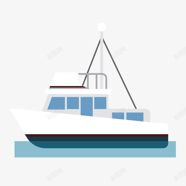 海面上的白色轮船png免抠素材_新图网 https://ixintu.com 卡通小船 卡通轮船 海面 白色轮船 背景装饰