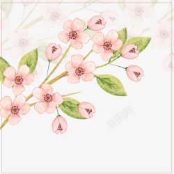 春天粉色桃花手绘边框矢量图素材