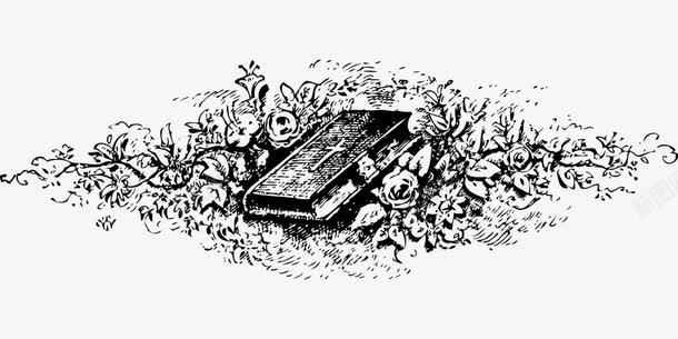 素描十字架png免抠素材_新图网 https://ixintu.com 十字架 手绘棺材 素描 素描野草 西方 西方风格 黑白