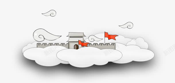 简笔画城楼png免抠素材_新图网 https://ixintu.com 城墙 城楼 城门 简笔画