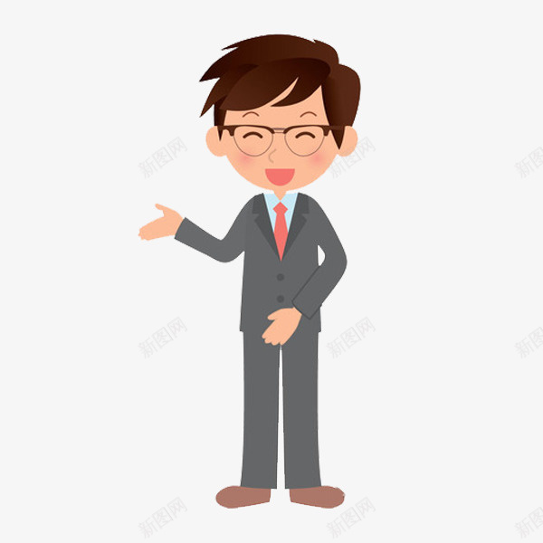 卡通微笑的男人图png免抠素材_新图网 https://ixintu.com 卡通 商务 帅气的 微笑的 插图 男人 白领 眼镜
