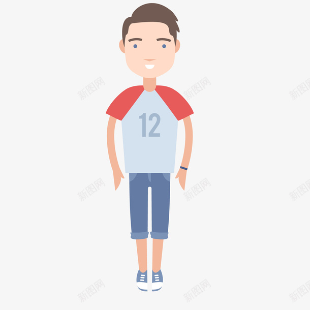 卡通穿运动服的人物矢量图ai免抠素材_新图网 https://ixintu.com 人物设计 卡通 扁平化 男性 笑容 运动服 矢量图