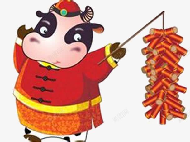 卡通牛放鞭炮png免抠素材_新图网 https://ixintu.com 卡通牛 放鞭炮 牛放鞭炮 鞭炮