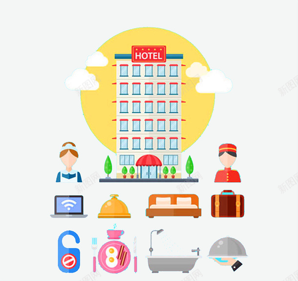卡通酒店标元素图标png_新图网 https://ixintu.com 卡通元素 卡通图标 图标素材 酒店 酒店图标