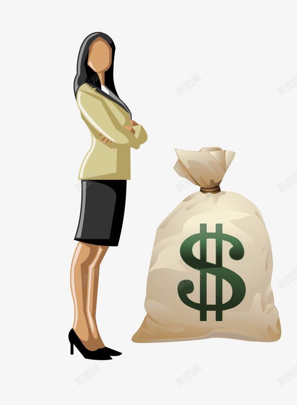 卡通图案白富美png免抠素材_新图网 https://ixintu.com 人物 人物素材 卡通图案 卡通富豪 有钱人 炫富 金钱