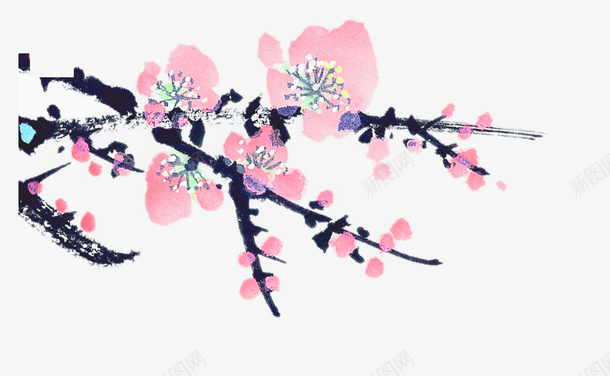 中式风格梅花png免抠素材_新图网 https://ixintu.com 中式风格梅花 彩绘梅花 桃花