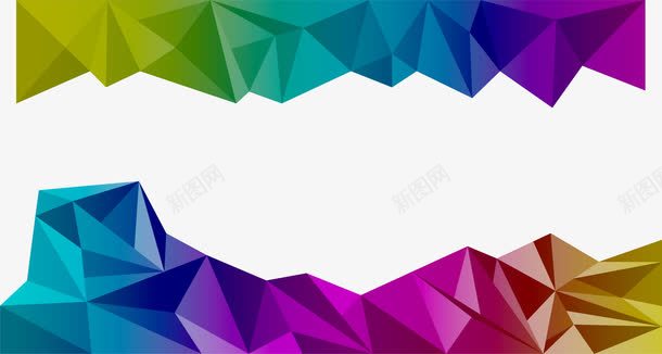 彩色低多边形边框png免抠素材_新图网 https://ixintu.com 低多边形 低多边形边框 彩色边框 矢量素材