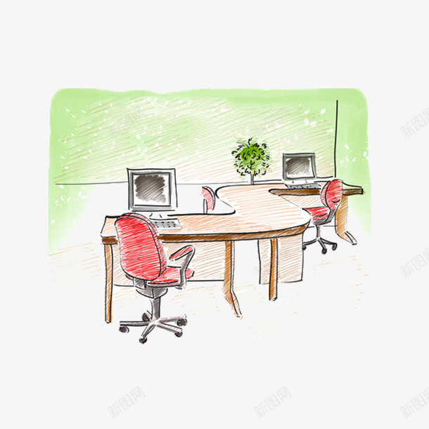 工作室png免抠素材_新图网 https://ixintu.com 办公 工作室 手绘 手绘办公室 设计 设计工作室 设计房间