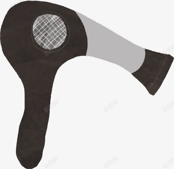 手绘可爱黑色电吹风电器png免抠素材_新图网 https://ixintu.com 可爱 电吹风 电器 黑色