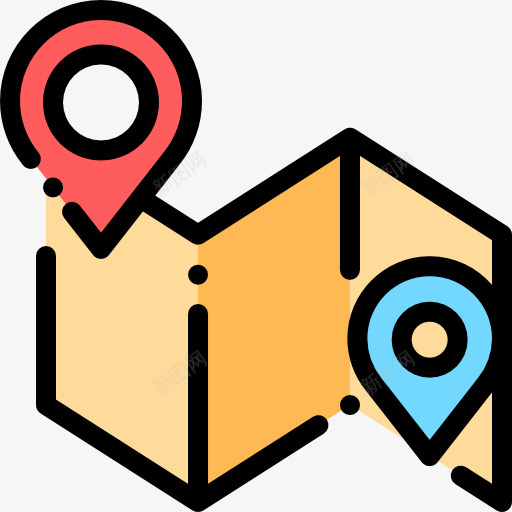 彩色坐标标图标png_新图网 https://ixintu.com 卡通装饰 坐标 扁平化 指针 矢量图案 黄色地图