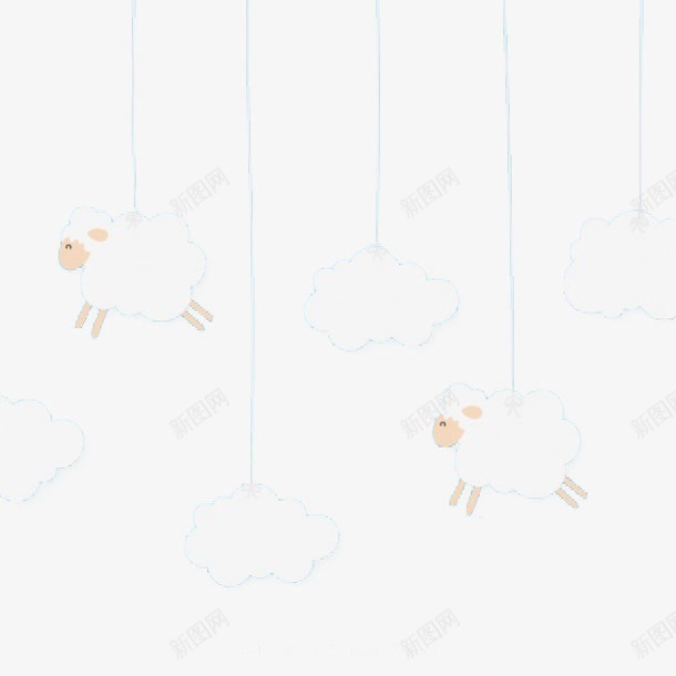 卡通的挂羊png免抠素材_新图网 https://ixintu.com 云线 卡通 可爱 羊