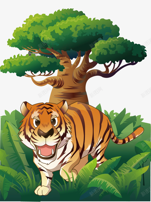 凶猛的老虎矢量图ai免抠素材_新图网 https://ixintu.com png下载 海报元素 老虎 装饰素材 矢量图
