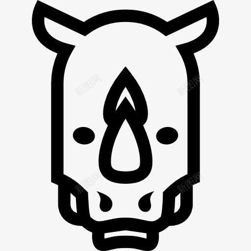 犀牛头正面的轮廓图标png_新图网 https://ixintu.com 动物 动物面前 头 概述 正面 犀牛 脸 轮廓 额