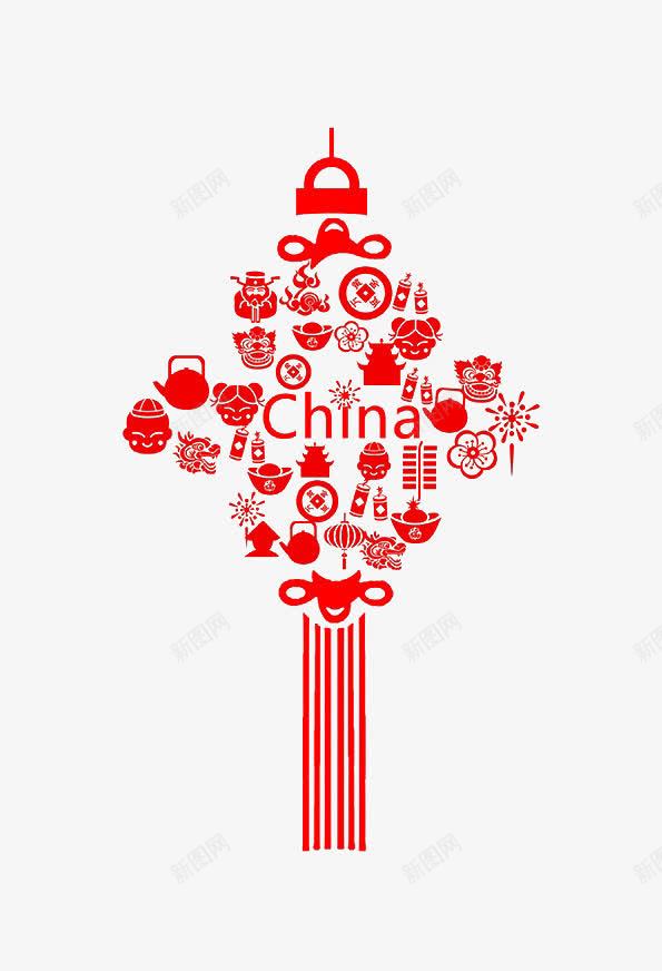 红色的喜庆元素汇聚成中国结png免抠素材_新图网 https://ixintu.com 中国结 传统 喜庆 红色