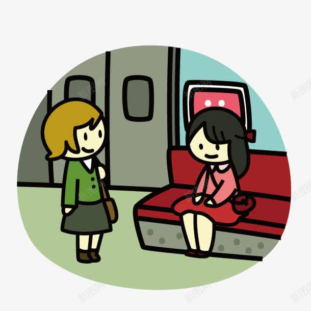搭地铁png免抠素材_新图网 https://ixintu.com 交通工具 人物 卡通 地铁 搭地铁 高铁
