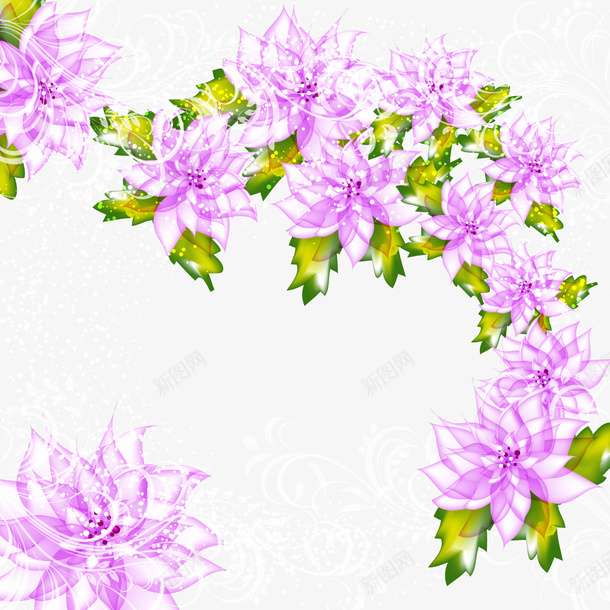 卡通紫色鲜花png免抠素材_新图网 https://ixintu.com 卡通花卉 植物 紫色鲜花 绿色叶子 背景装饰