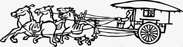 水墨画马拉车图标png_新图网 https://ixintu.com 毛笔马 水墨画 装饰 马拉车