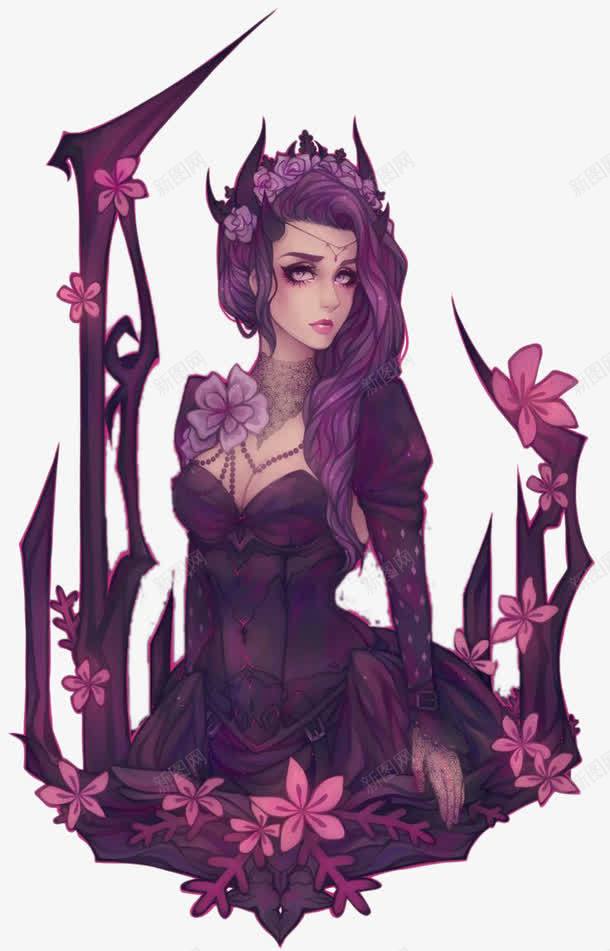 魔幻美女png免抠素材_新图网 https://ixintu.com 卡通手绘 紫色 美女 魔幻