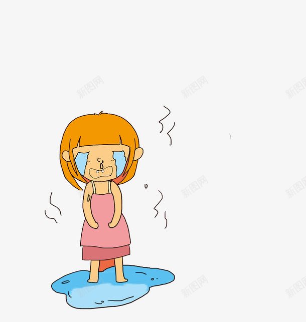 泪流成河png免抠素材_新图网 https://ixintu.com 伤心 卡通 女孩 泪滴 流泪 流泪的小女孩 短发