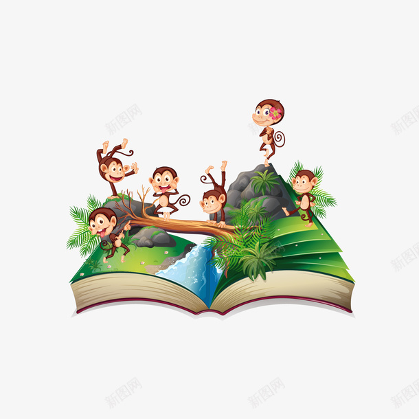 卡通书上的童话矢量图eps免抠素材_新图网 https://ixintu.com 动物世界 卡通 卡通书籍 卡通的 卡通童话 翻开的书籍 矢量图