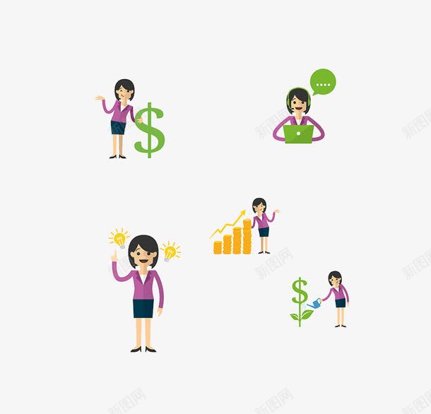 职业女性png免抠素材_新图网 https://ixintu.com 卡通 美女 职业女性 钱