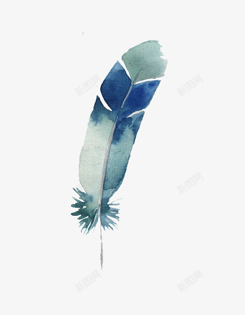 卡通手绘蓝色羽毛png免抠素材_新图网 https://ixintu.com 动漫动画 卡通手绘 简约 精美的 羽毛 蓝色