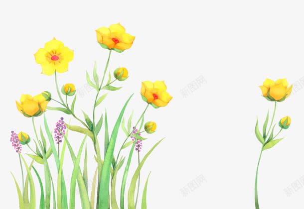 手绘黄色小花边框背景png免抠素材_新图网 https://ixintu.com 小清新 手绘 背景 花朵 边框 黄色
