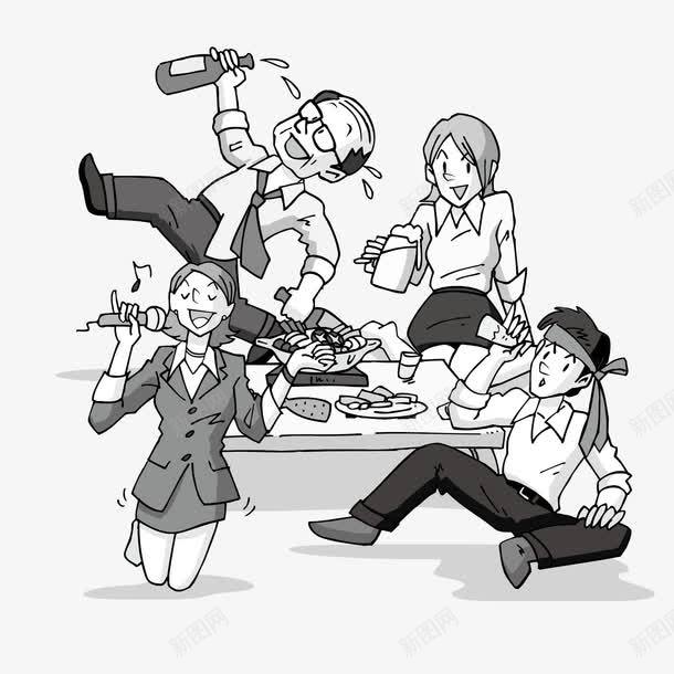 喝酒聚会png免抠素材_新图网 https://ixintu.com 喝酒 聚会 黑白