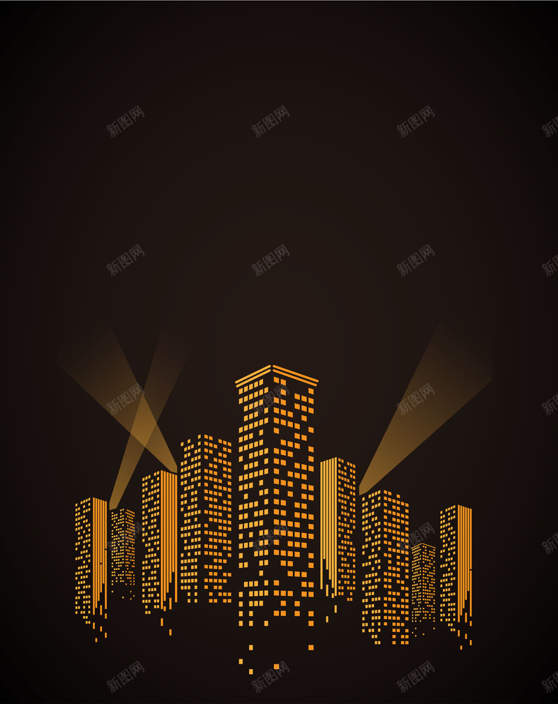 矢量商业像素城市背景ai设计背景_新图网 https://ixintu.com 像素 商业 城市 建筑 橙色 矢量 背景 黑色 矢量图
