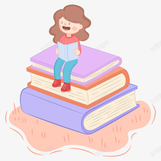 卡通插图世界读书日女孩读书插画png免抠素材_新图网 https://ixintu.com 世界读书日 卡通插图 可爱插图 女孩 插画 读书