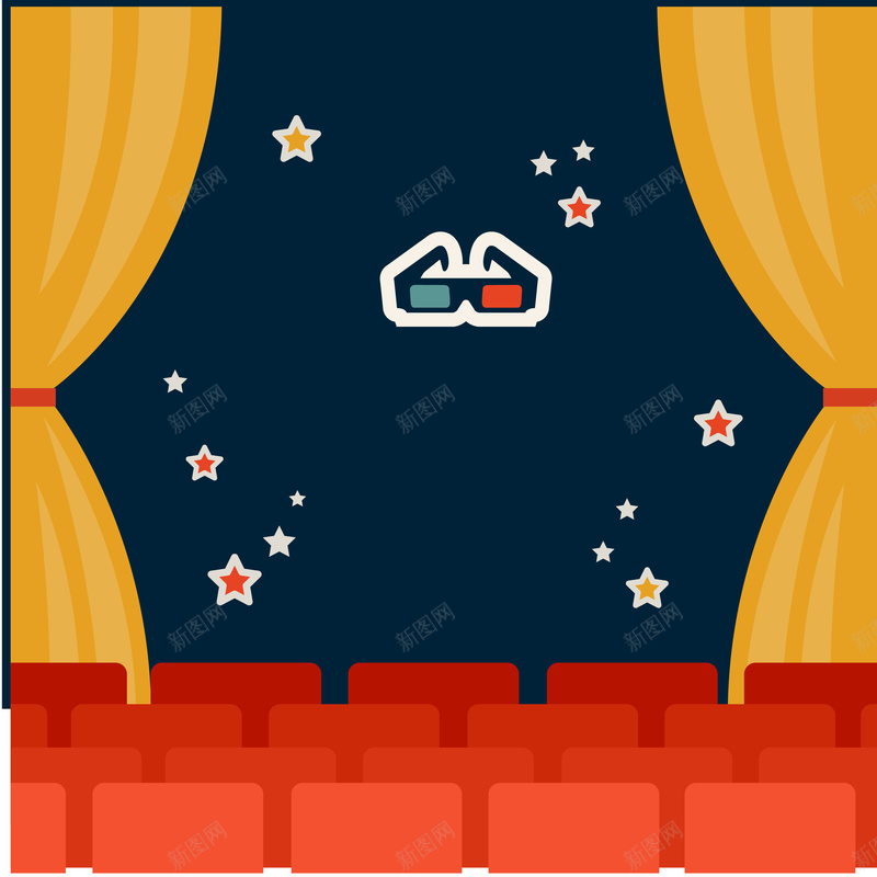 卡通蓝色影院背景矢量图ai设计背景_新图网 https://ixintu.com 卡通 影院 手绘 童趣 背景 蓝色 矢量图
