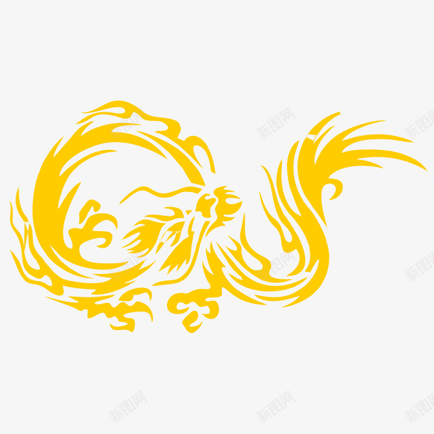 龙矢量图ai免抠素材_新图网 https://ixintu.com 手绘龙 黄色 矢量图