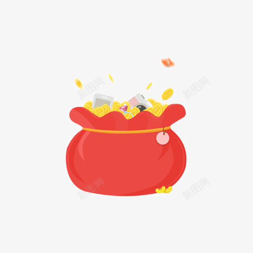 袋子里的金币png免抠素材_新图网 https://ixintu.com PNG图形 PNG装饰 红色 袋子 装饰 金币 金融