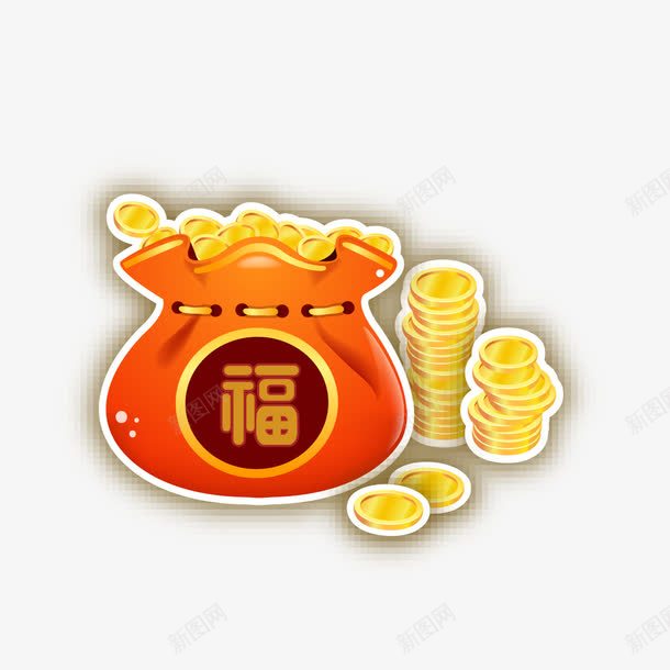 卡通金钱袋子png免抠素材_新图网 https://ixintu.com 卡通 卡通袋子 袋子 金币 金钱