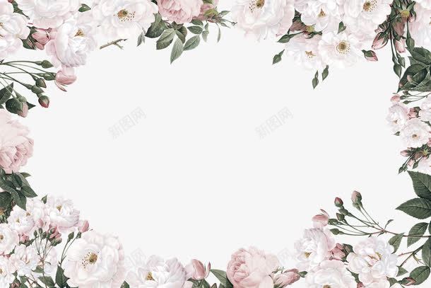 白色清新花丛边框纹理png免抠素材_新图网 https://ixintu.com 免抠PNG 清新 白色 花丛 边框纹理