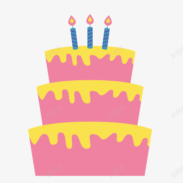 卡通蛋糕食物矢量图ai免抠素材_新图网 https://ixintu.com 三层 卡通 生日蛋糕 粉红色 蛋糕设计 矢量图