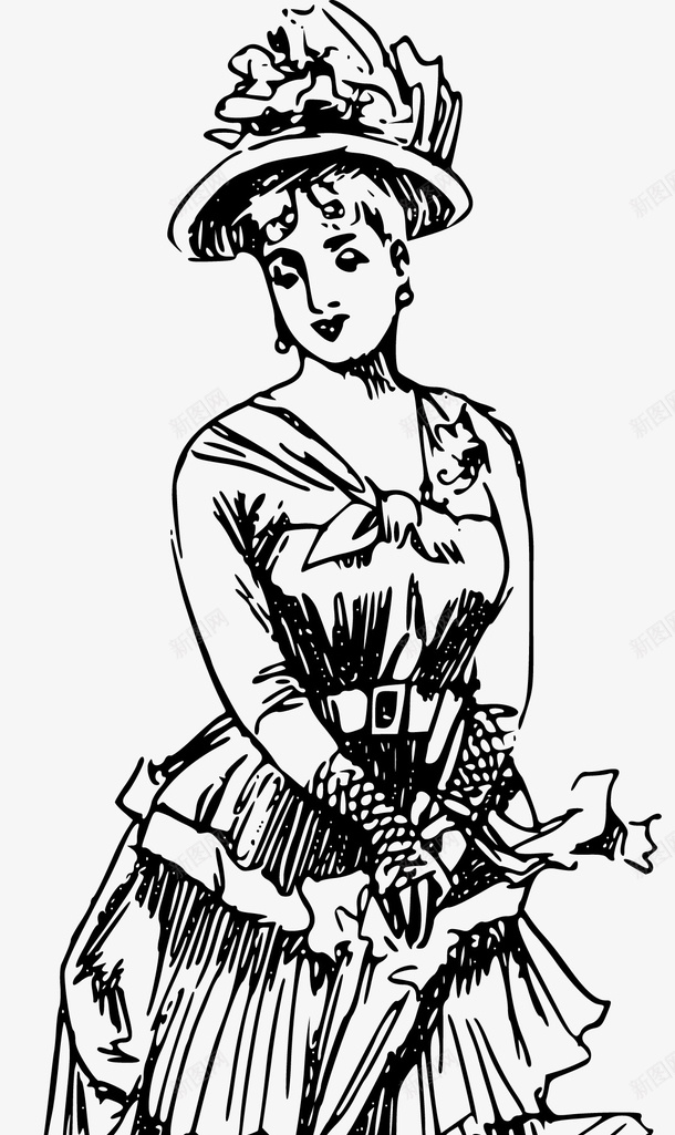手绘美女矢量图图标ai_新图网 https://ixintu.com 人物 免费矢量下载 复古 手绘美女 插画 矢量图