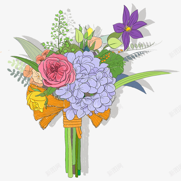 手绘装饰鲜花花束psd免抠素材_新图网 https://ixintu.com 手绘插画 花卉 花束 装饰图案 装饰鲜花 鲜花