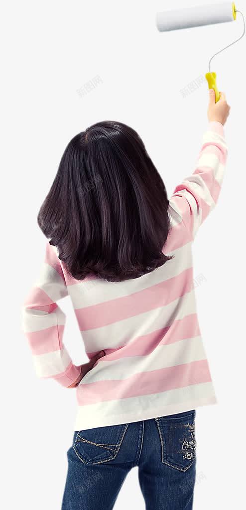 手绘白色刷子女孩png免抠素材_新图网 https://ixintu.com 刷子 女孩 白色