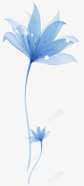 装饰png免抠素材_新图网 https://ixintu.com 淡蓝色 纱织 花