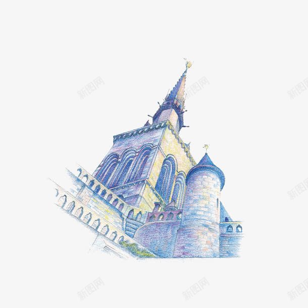 尖顶城堡png免抠素材_新图网 https://ixintu.com 城堡 尖顶 建筑物 手绘
