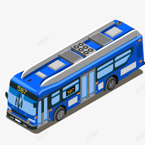蓝色的公交车辆矢量图ai免抠素材_新图网 https://ixintu.com 上班 交通工具 公交车 出行 卡通 矢量图 蓝色 蓝色城市公交车