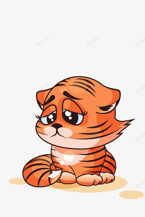 难过的卡通小老虎png免抠素材_新图网 https://ixintu.com 动物 卡通 小老虎 尾巴 心情不好 手绘图 表情 难过的
