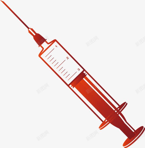 红色注射器png免抠素材_新图网 https://ixintu.com 注射器 生物医药 红色