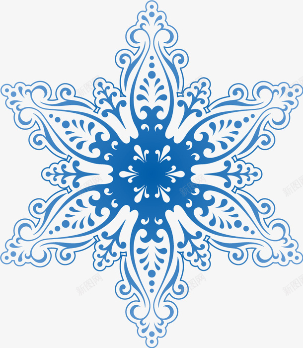 蓝色雪花图案矢量图ai免抠素材_新图网 https://ixintu.com 唯美雪花 蓝色 蓝色雪花 雪花 矢量图