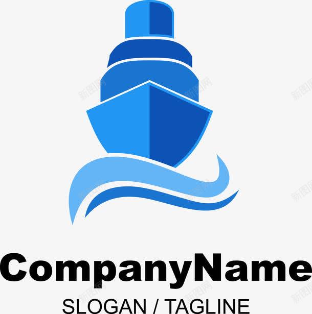 大轮船破浪LOGO图标png_新图网 https://ixintu.com LGO 蓝色 轮船