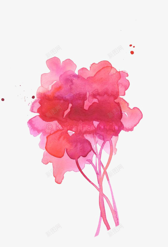 水彩桃花png免抠素材_新图网 https://ixintu.com 水彩桃花 粉色花朵 花朵素材 花朵装饰