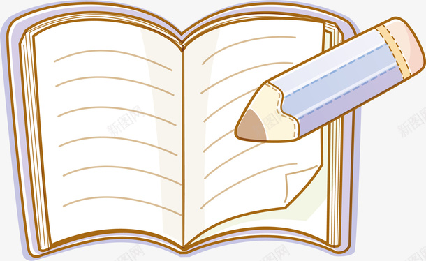 卡通书本矢量图ai免抠素材_新图网 https://ixintu.com 书本 可同手绘 学习 铅笔 矢量图